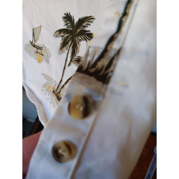 Michael Austin Mens Hawaiian Shirt XL Cotton Short Sleeve Pam Trees Cream - Picture 4 of 15